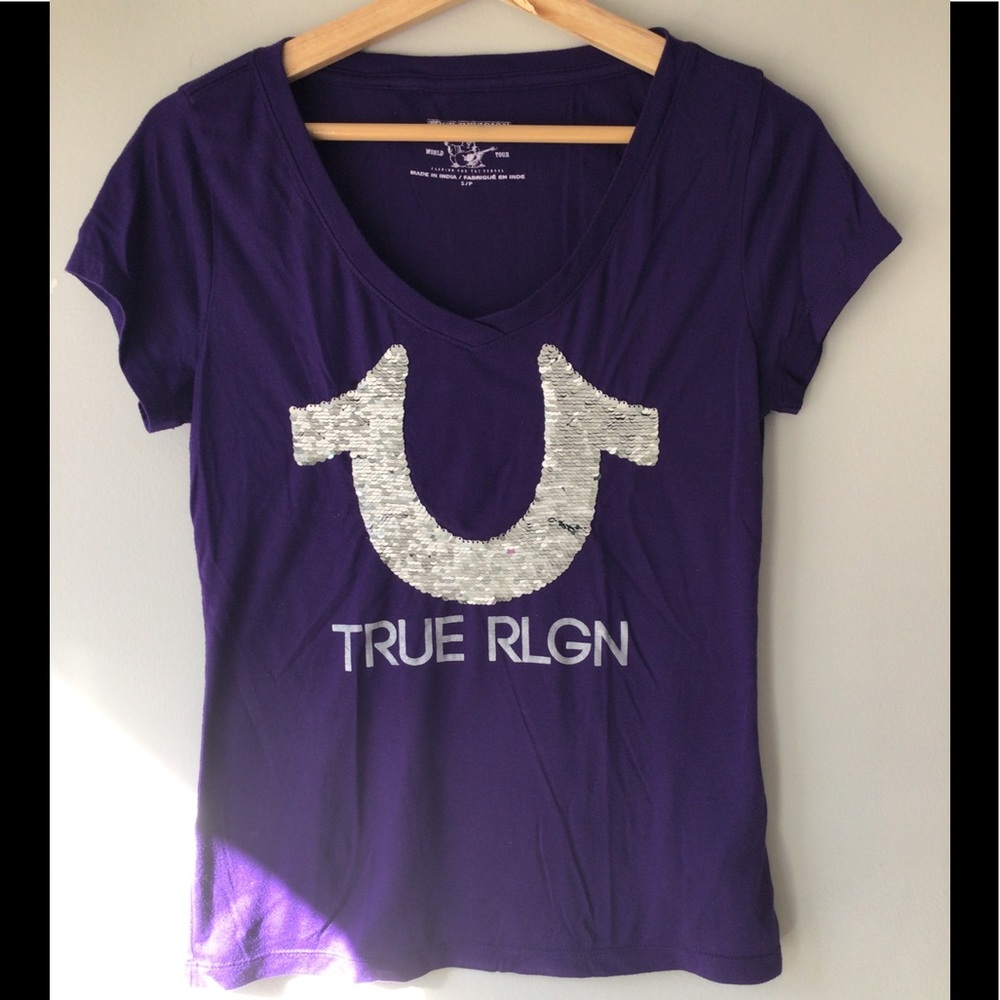 True Religion Reverse Sequin T-Shirt Sz. Small